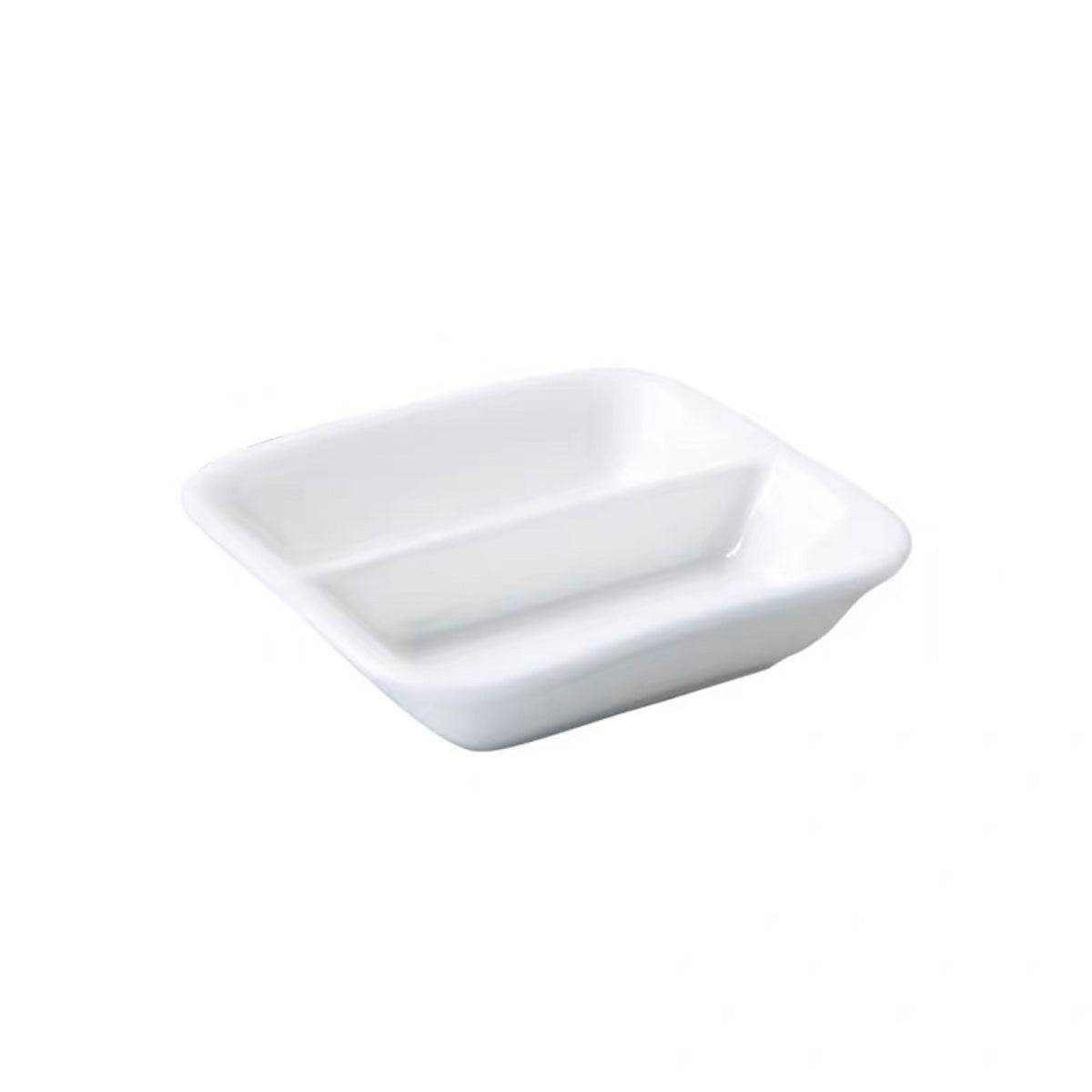 White Ceramic Two Units Dish (91007) - Chefcoca