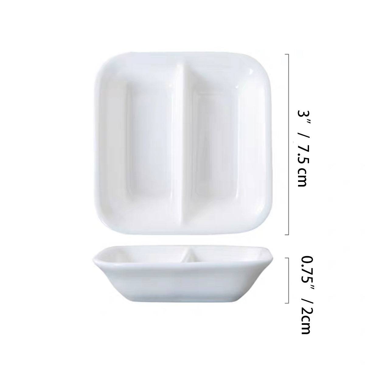 White Ceramic Two Units Dish (91007) - Chefcoca