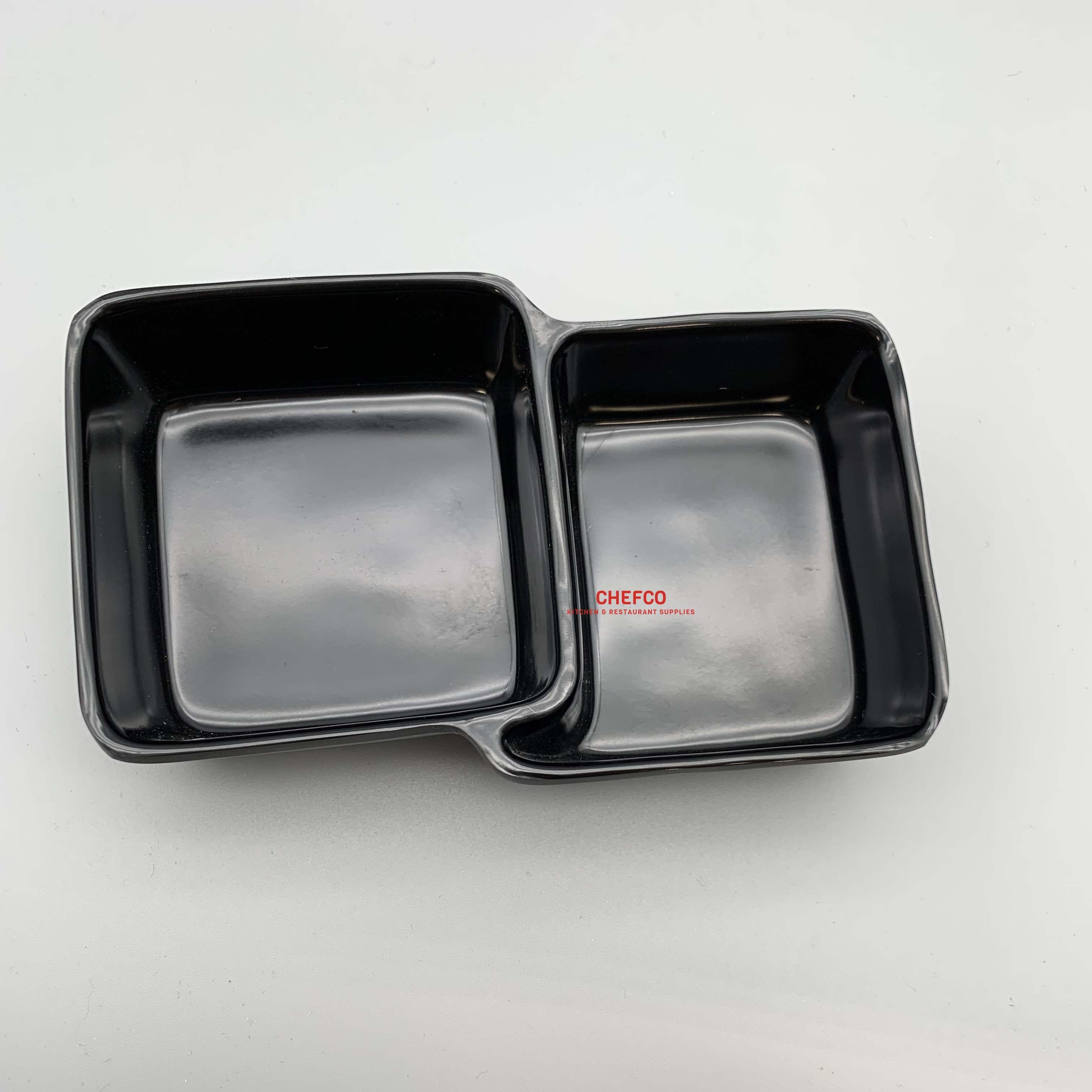 Black Melamine Layered Sqaure Sauce Dish (A70) - Chefcoca