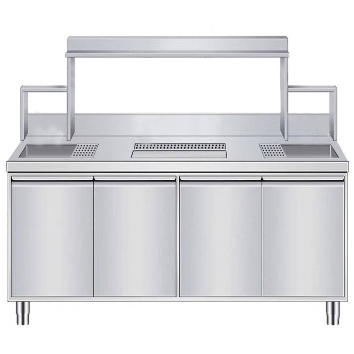 16-Gauge 304 Stainless Steel Bubble Tea Work Station, BTS-180,(70.9"W x 29.9"D x 55.1"H) - Chefcoca