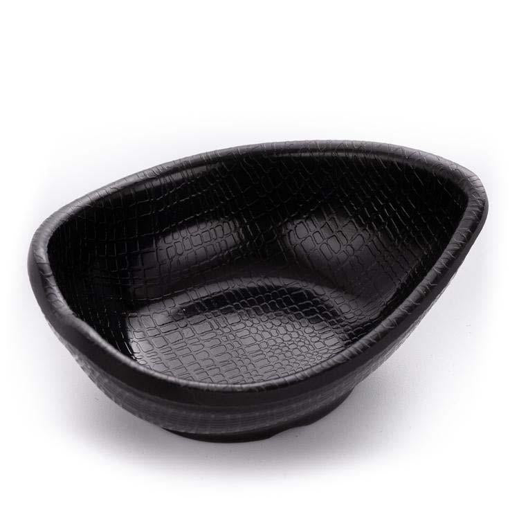 Black Melamine Leaf Pattern Sauce Dish with Textured Pattern (BW-084) - Chefcoca