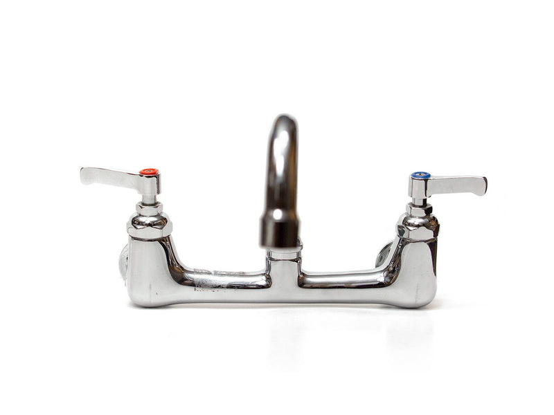 Wall-mounted Faucet with 8" Centers and 12"/16" Swing Spout with Ceramic Cartridges