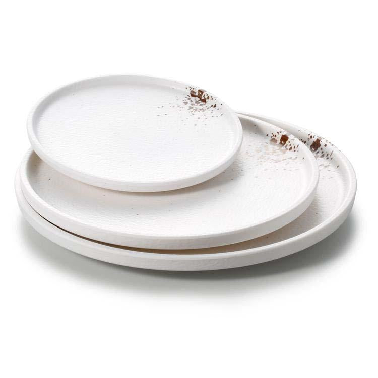 CHEFCO, 25-012,White Melamine Spotted Design Plate(Dia31cm/12.2"x H 2.7cm/1.1“) - Chefcoca