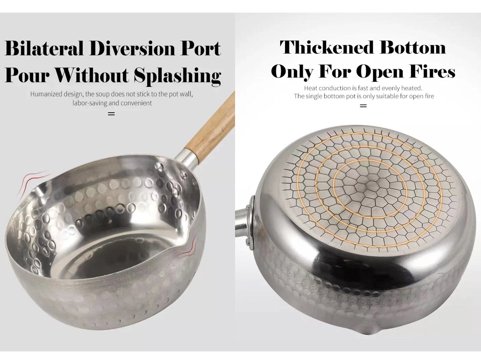 CHEFCO,GC424W,Aluinium Sauce Pan with Wooden Handle (24cm/9.4"Dia)