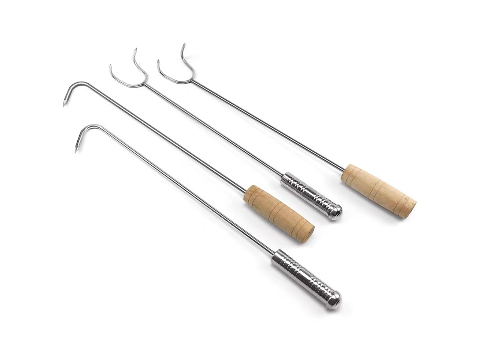CHEFCO,HWH-19, Long 19.5" Barbecue Stainless Steel Hook with Wooden Handle - Chefcoca