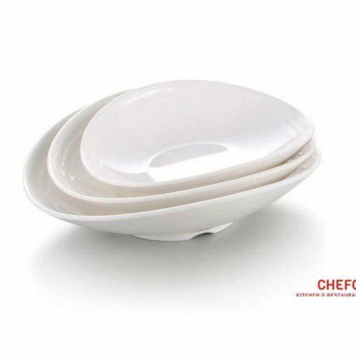 CHEFCO, JM236610,White Deep Geometric Melamine Plate (L 24.2cm/9.5" x W 21.2cm/8.3" x H 4cm/1.6") - Chefcoca