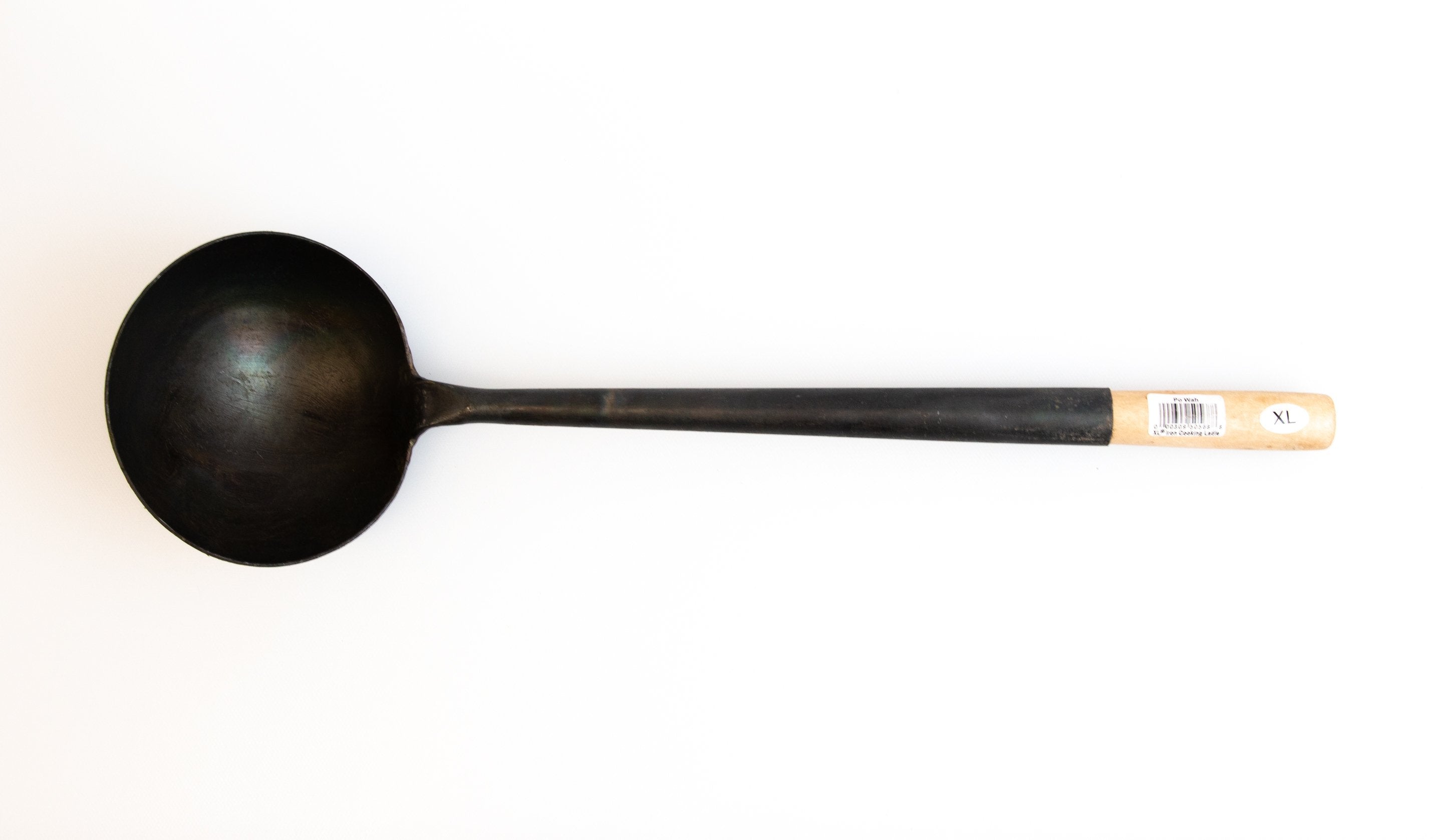 CHEFCO,LD-XLB,#XL Black Iron Ladle Spatula with Wooden Handle ,10 liang, 14cm Dia - Chefcoca
