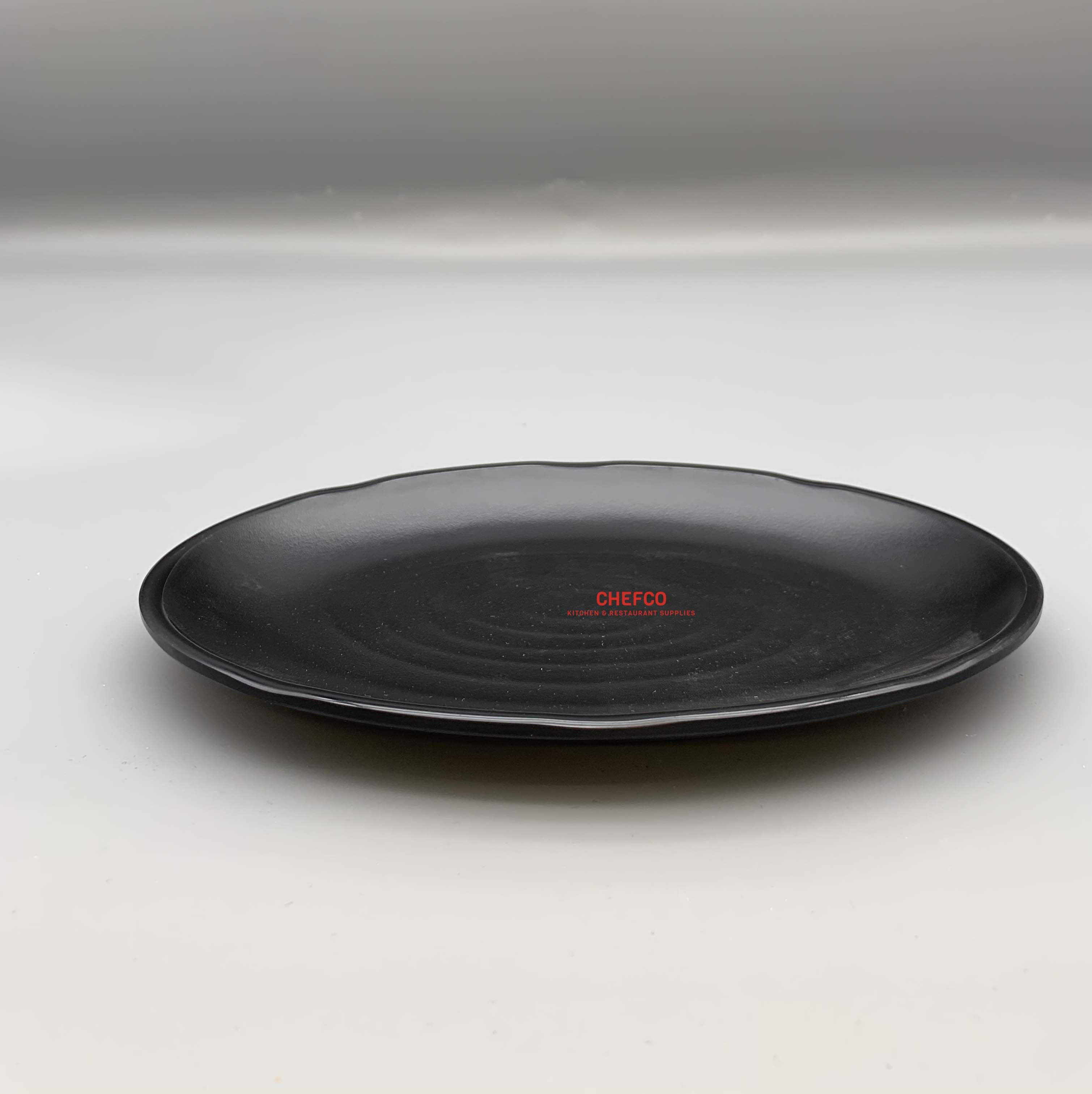 CHEFCO, MF2309, Spiral Pattern Oval Matte Black Plate (L 22.8cm/9“ x W 16cm/6.3" x H 2.2cm/0.9") - Chefcoca
