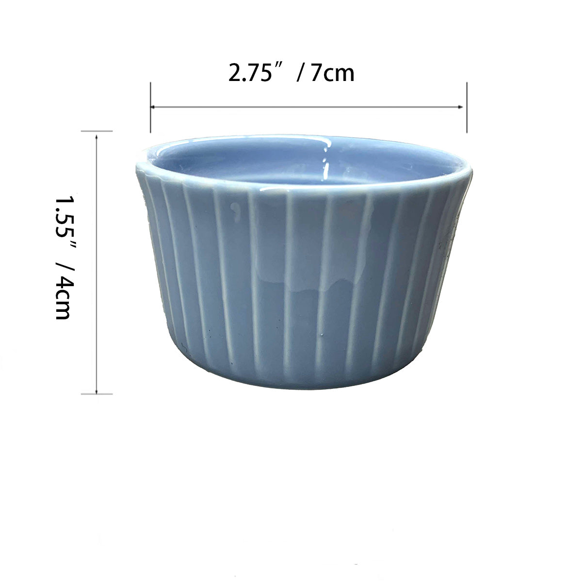 CHEFCO, PT00181B/C92917B, 2.75"/7cm Blue Porcelain Ramekin Soufflé Dish- Ceramic - Chefcoca