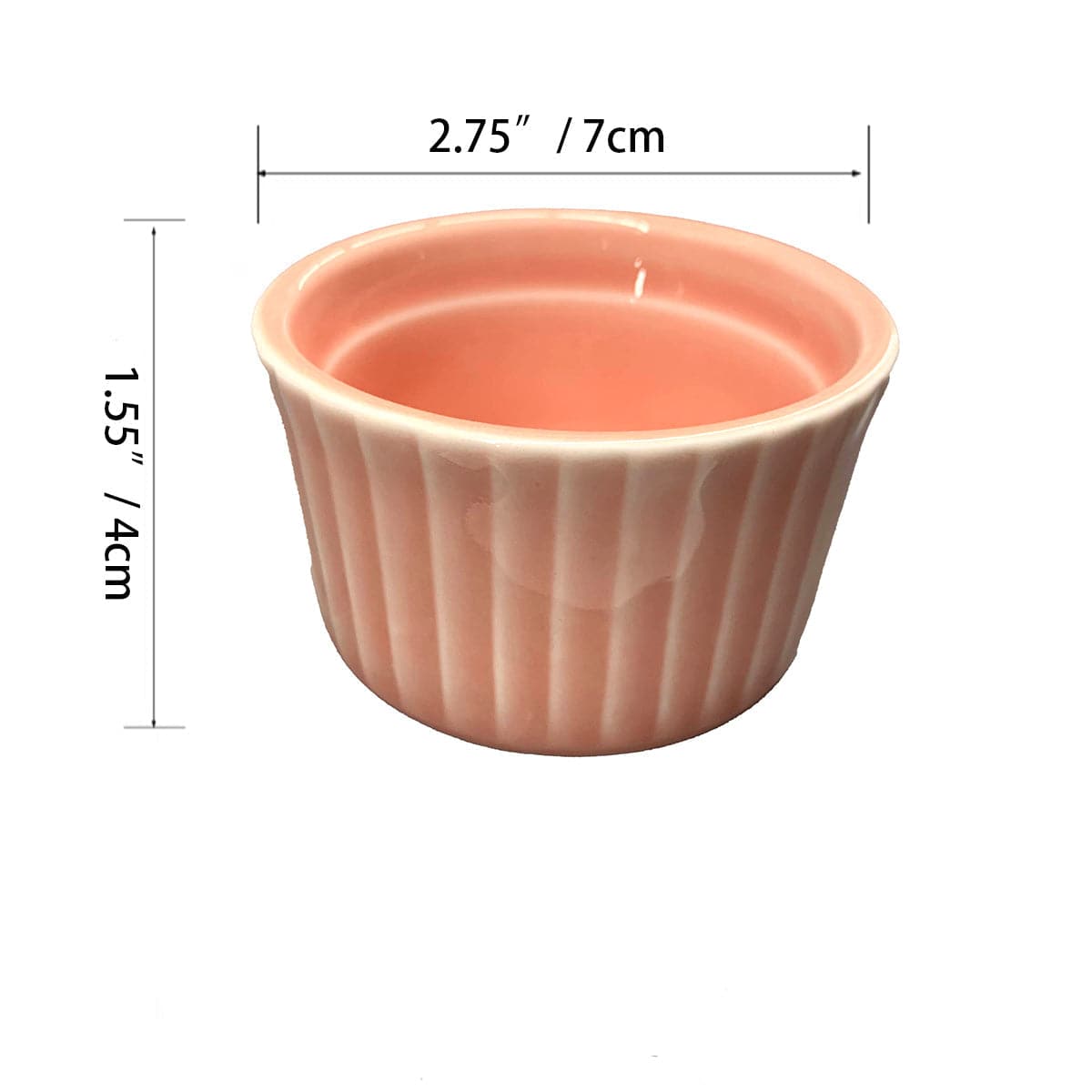 CHEFCO,PT00181P/C92917P, 2.75"/7cm Pink Porcelain Ramekin Souffle Dish- Ceramic - Chefcoca