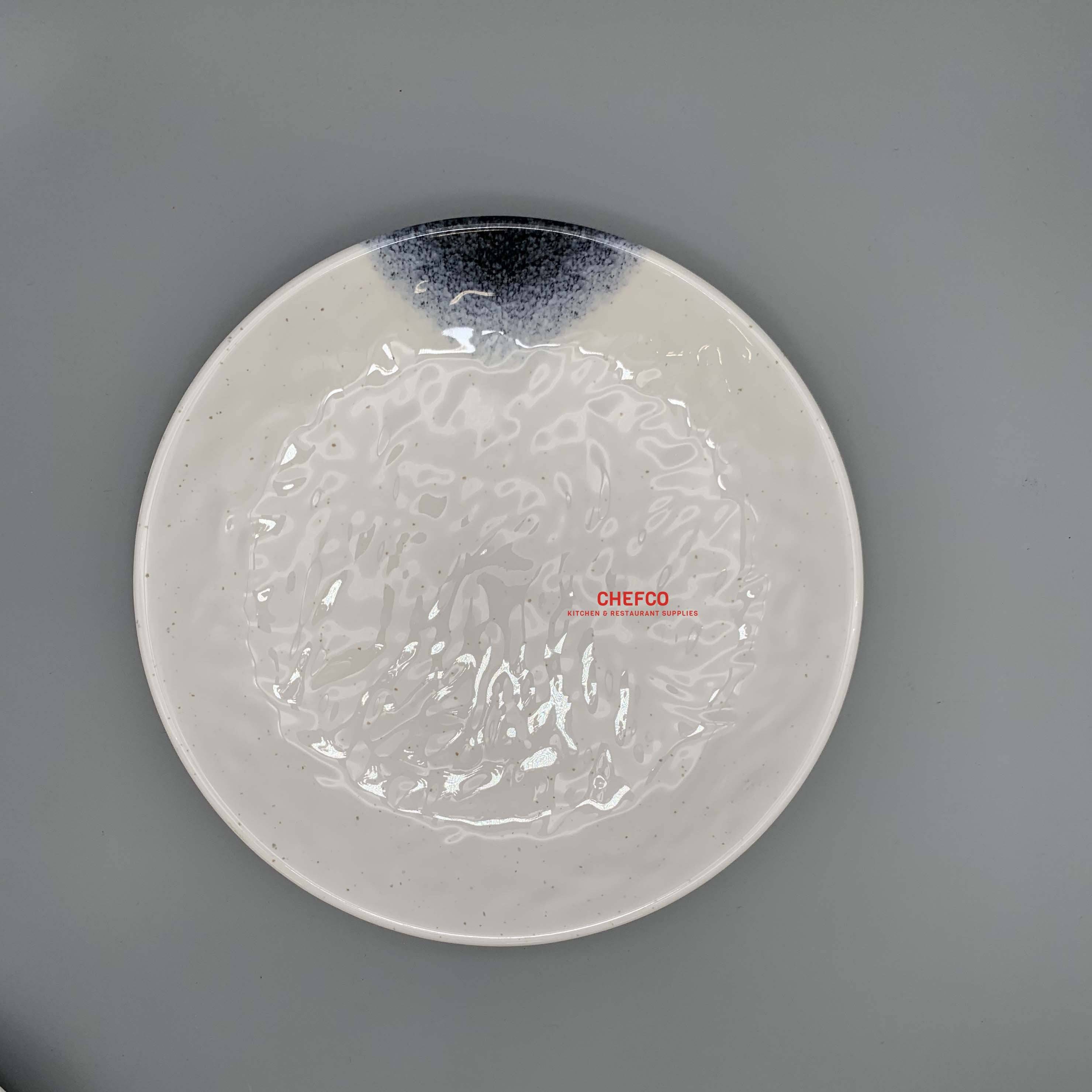 CHEFCO,PY10006K, 10" Dark Blue Ombre Hammered Pattern Rimmed Round Melamine Plate - Chefcoca