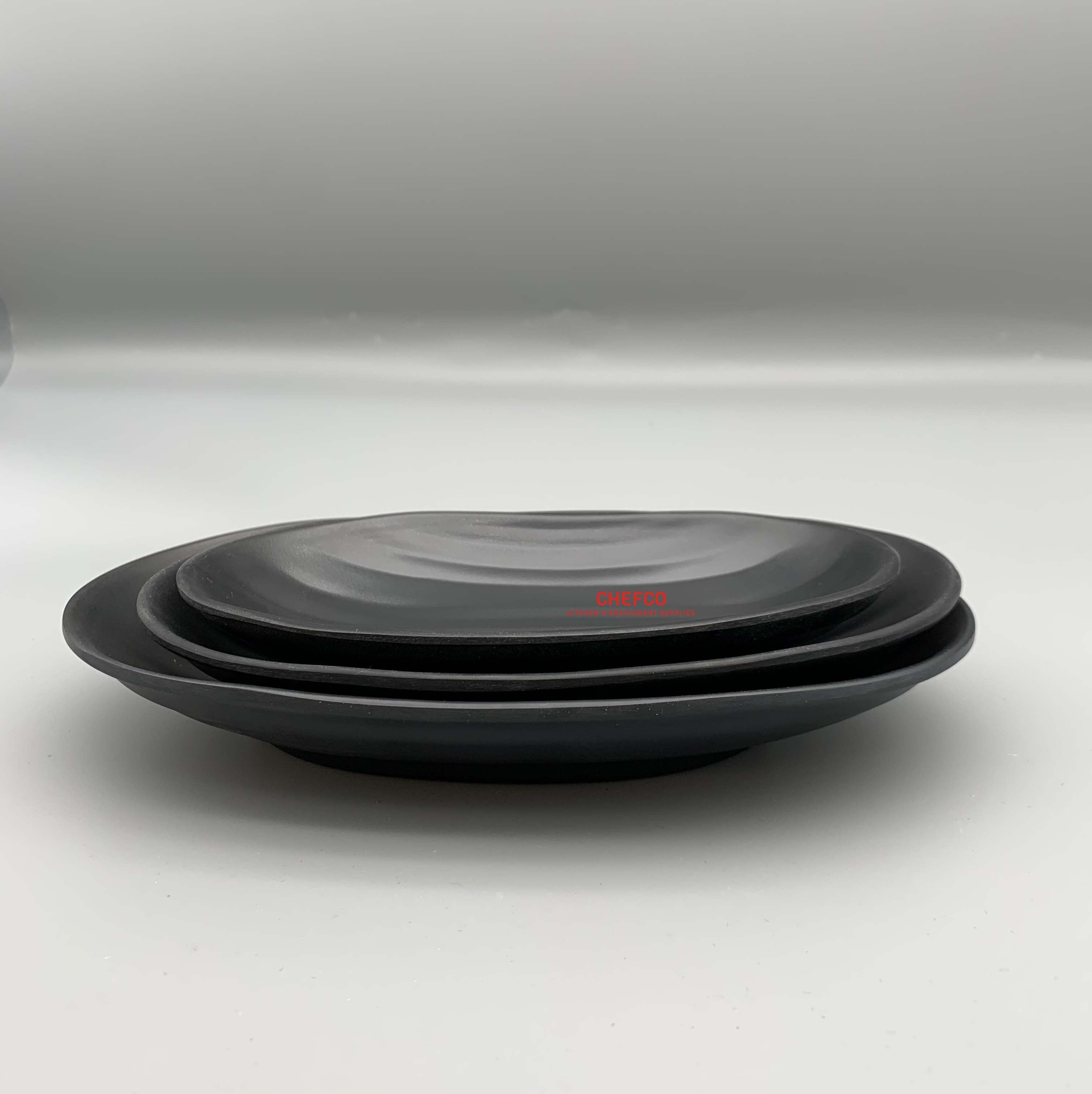 CHEFCO, W7309, 9" Linear Pattern Oval Melamine Plate - Chefcoca