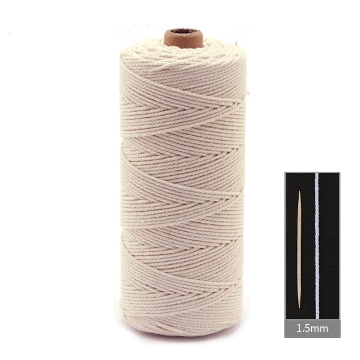 Macrame Twisted Cotton Rope cord, 1.5mm x 200 - Chefcoca