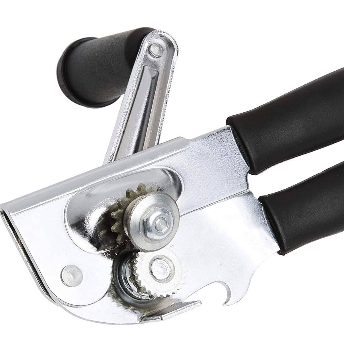 Twist & Out Can Opener. 8 3/4"L With Large Crank Handle, Black Coated Handle - Chefcoca