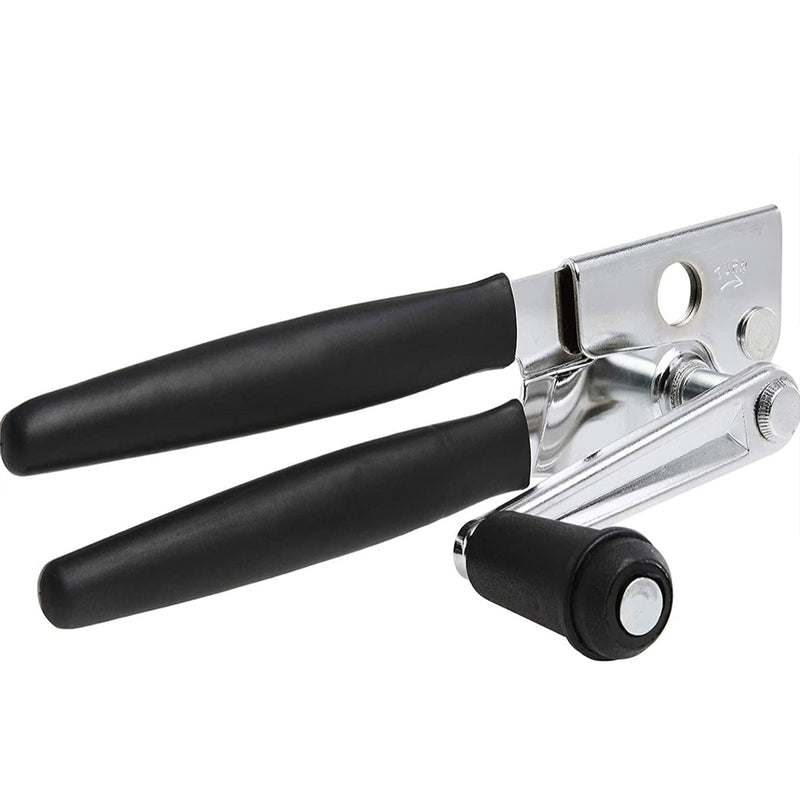 Twist & Out Can Opener. 8 3/4"L With Large Crank Handle, Black Coated Handle