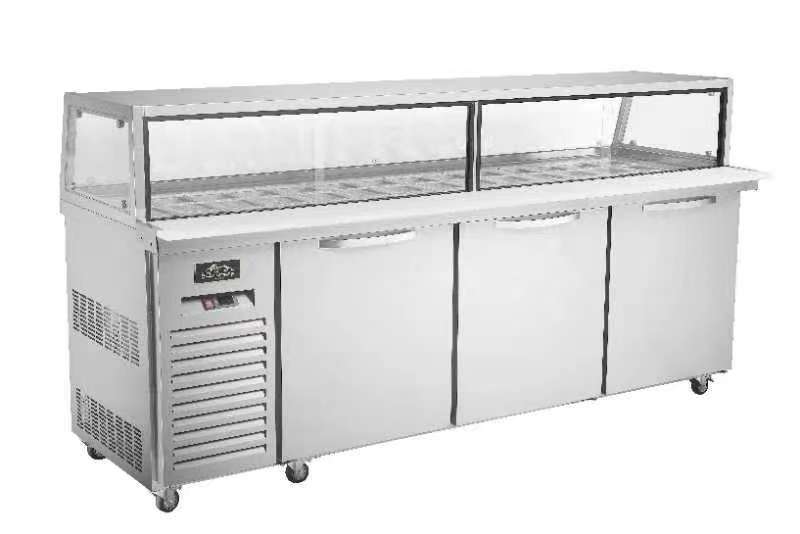 Sub-equip CUSC-84G 84" 3 Door Sandwich Prep Table with Sneeze Guard - Chefcoca