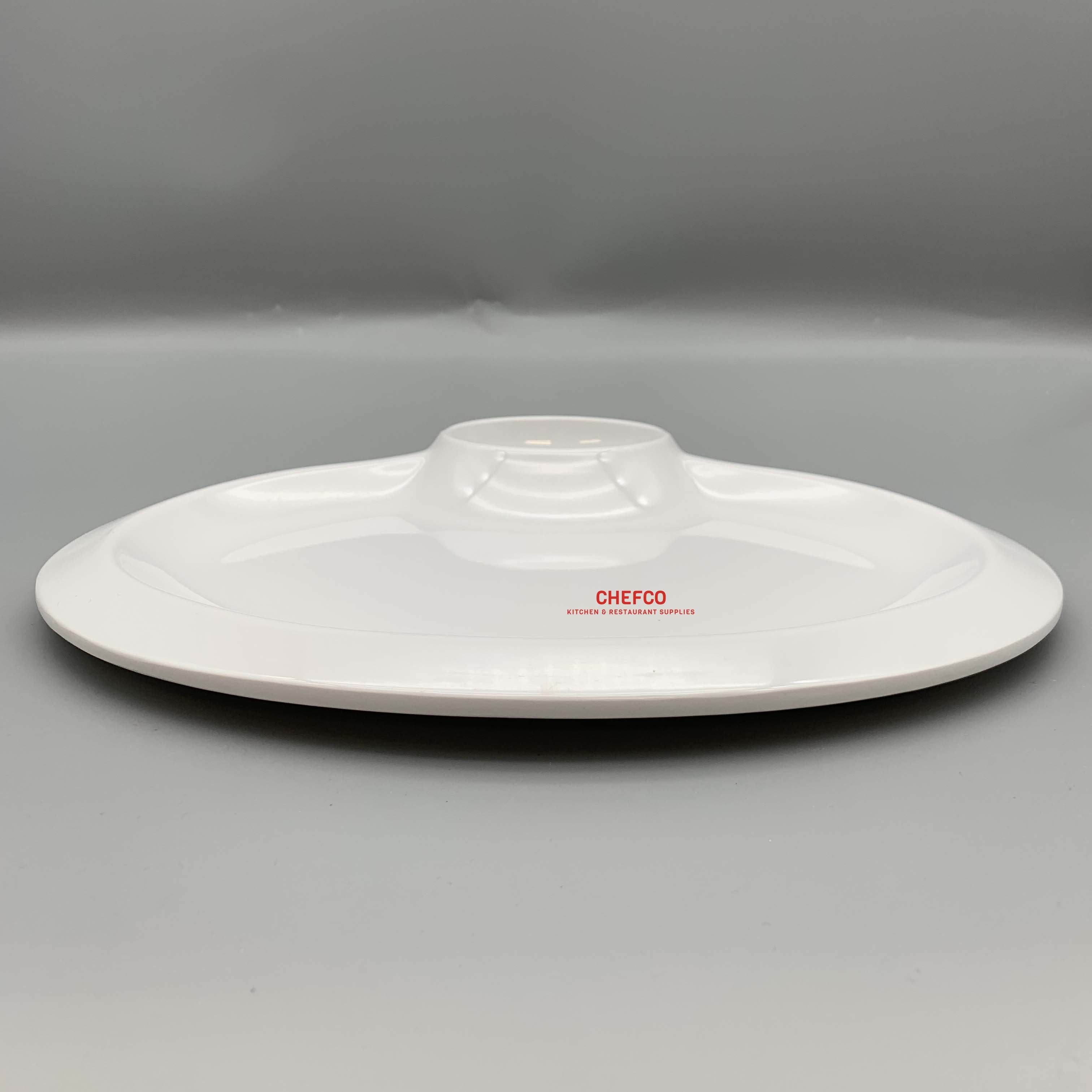 White Two Compartment Melamine Plate (D2033) - Chefcoca