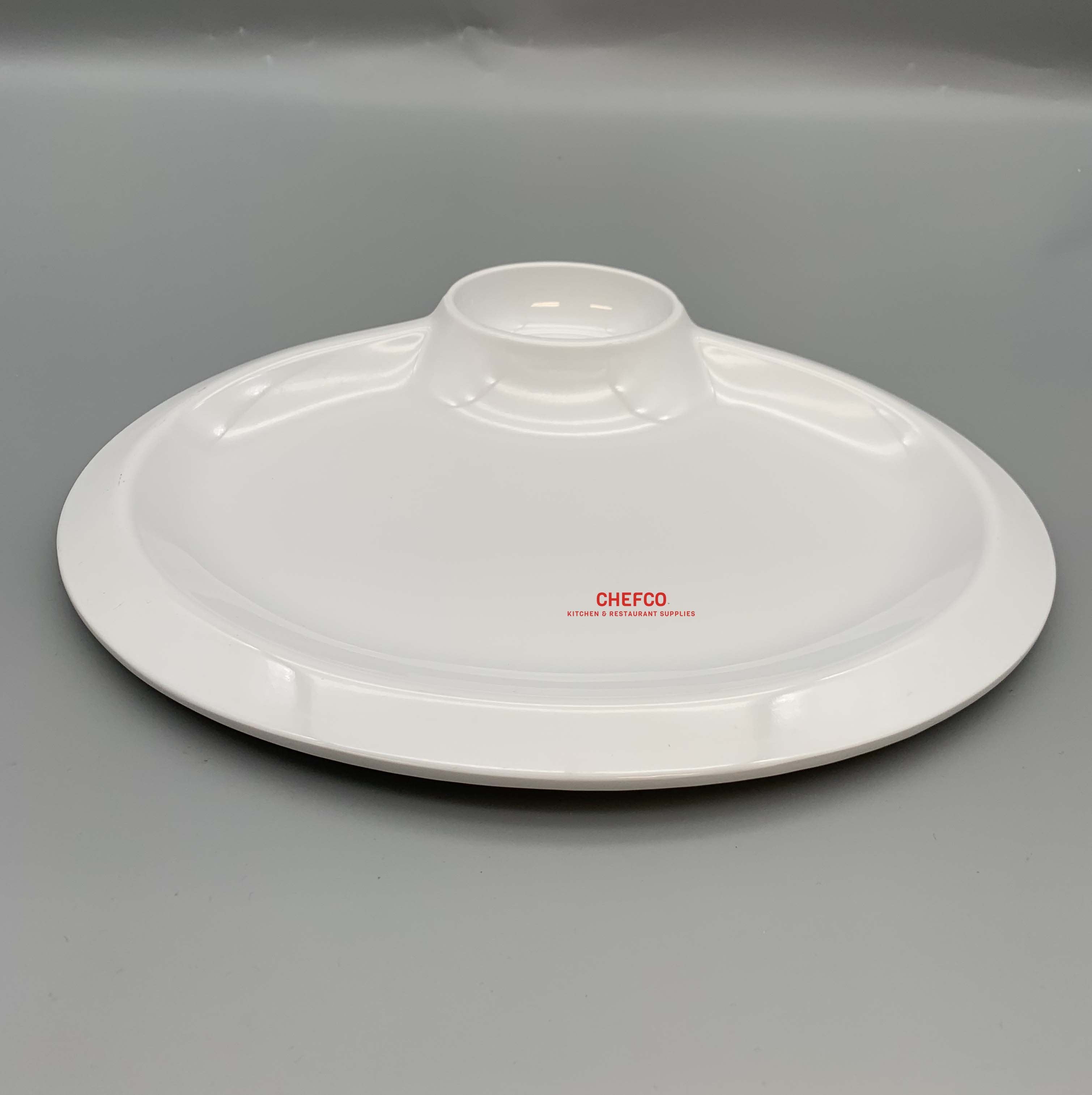 White Two Compartment Melamine Plate (D2033) - Chefcoca