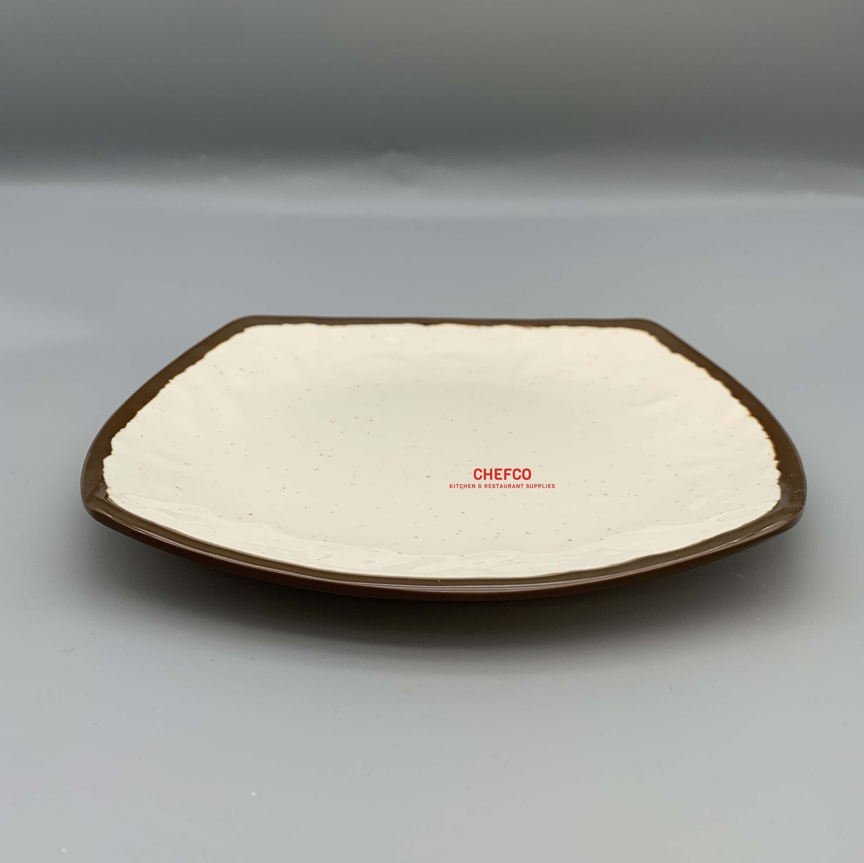 Two Toned Beige Square Melamine Plate (D3109K)) - Chefcoca