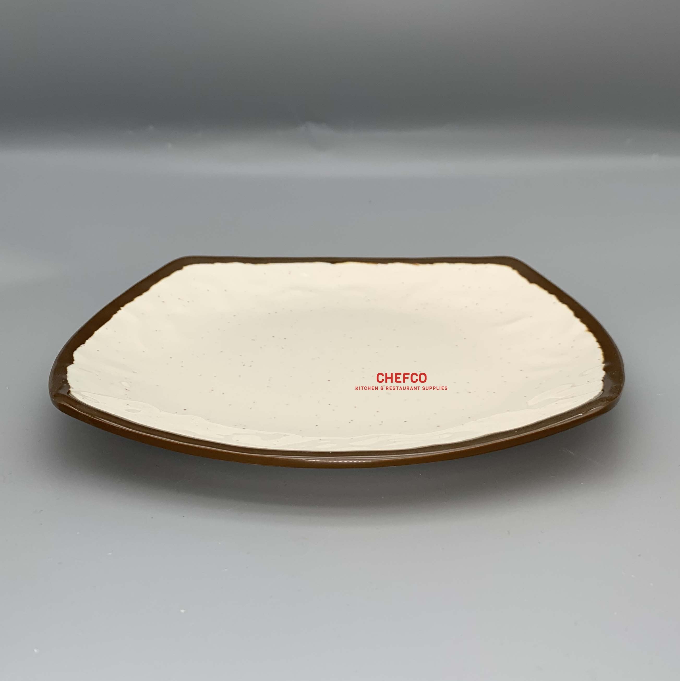 Two Toned Beige Square Melamine Plate (D3109K)) - Chefcoca