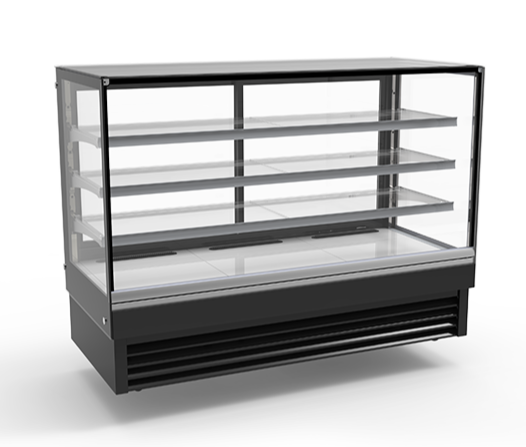 60" Flat Glass Cake Display Cooler, 59.1" x 31.5" x 53.5" - Chefcoca