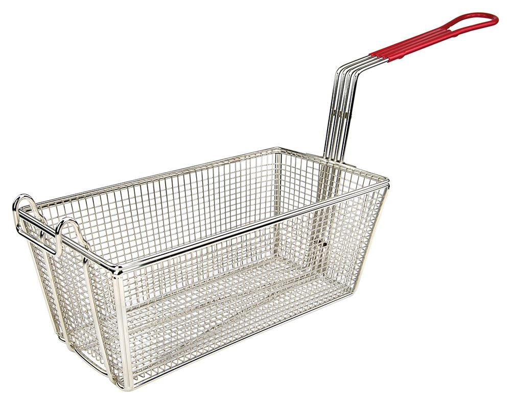 Fry Basket with 10" Red  Handle (12-7/8"L x 6.5"W x 5-3/8"H) - Chefcoca