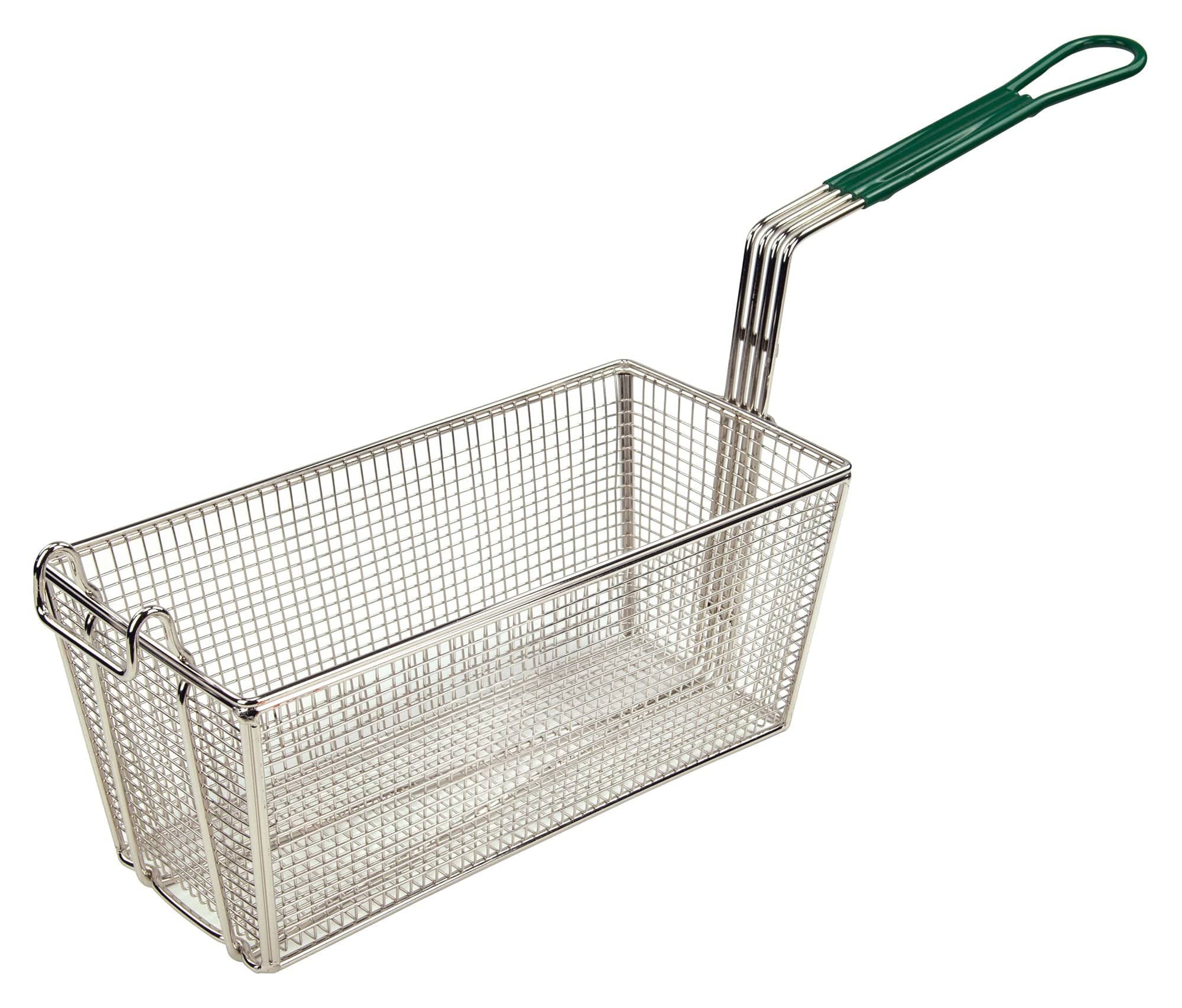 Fry Basket with 10" Green  Handle (13.25"L x 6.5"W x 5-7/8"H) - Chefcoca