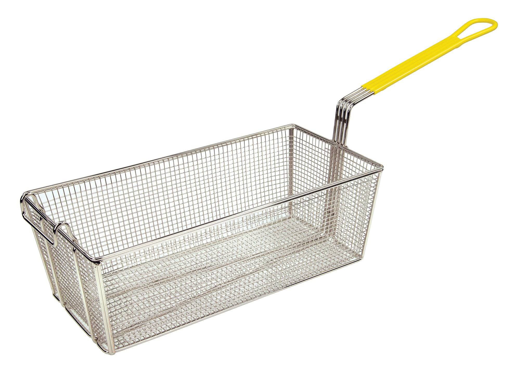 Fry Basket with 12" Yellow  Handle (17"L x 8.25"W x 6"H) - Chefcoca