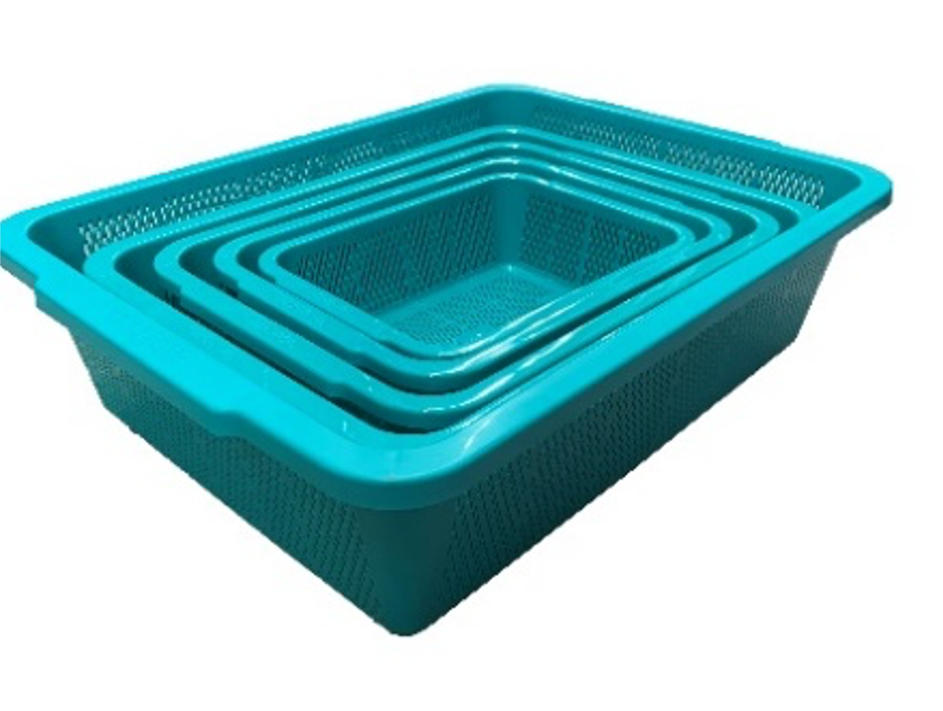 Green Rectangular Vegetable Wash Basket (Fine Grid) - Chefcoca