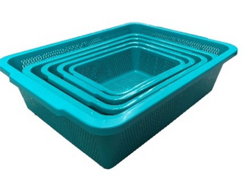 Green Rectangular Vegetable Wash Basket (Fine Grid)