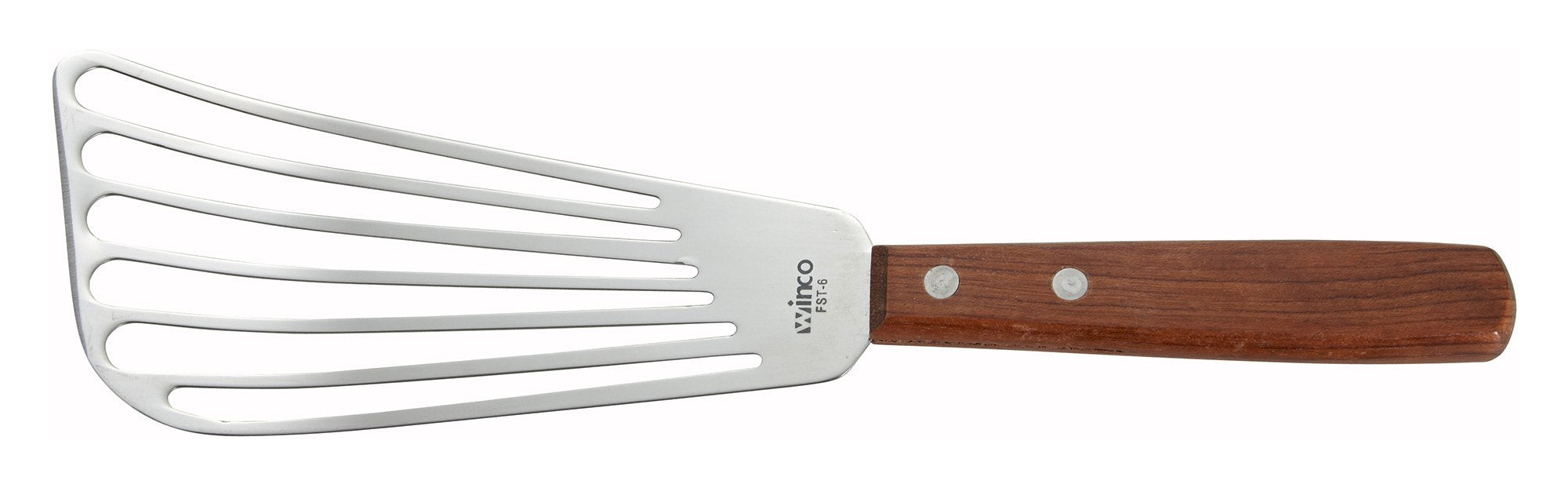 Fish Spatula with Wooden Handle, 6-3/4" x 3-1/4" Blade - Chefcoca