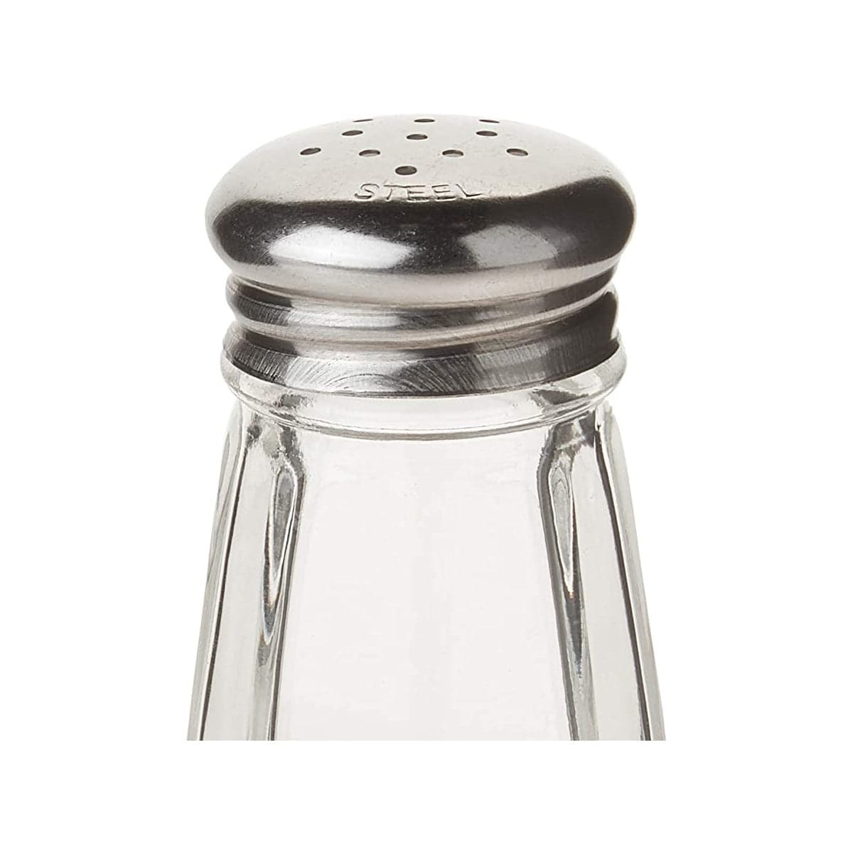 Paneled Shakers with Mushroom Tops, 3-Ounce, Medium, Clear, Stainless Steel - Chefcoca