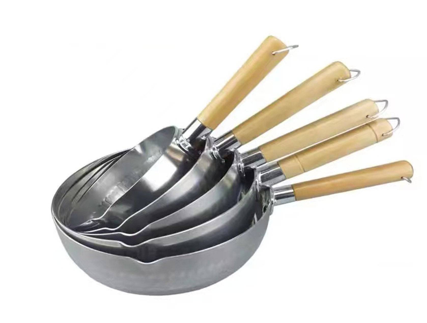 Aluinium Sauce Pan with Wooden Handle (18cm-24cm Diameter) - Chefcoca