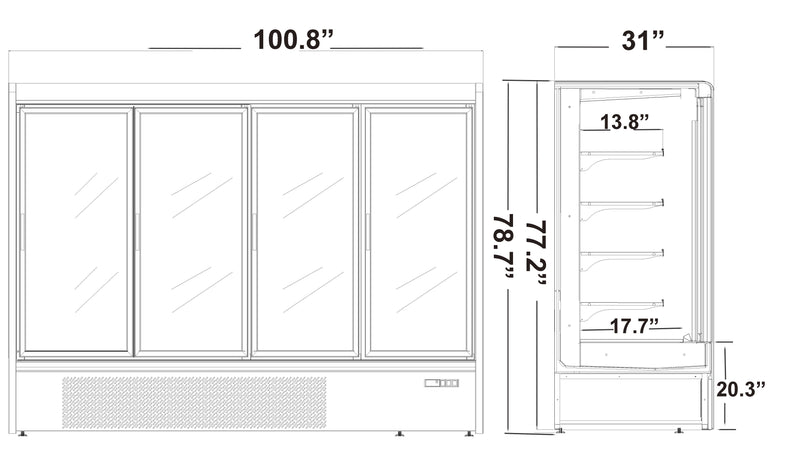 Four Doors Grab & Go Display Case, 100.8" wide Refrigerator