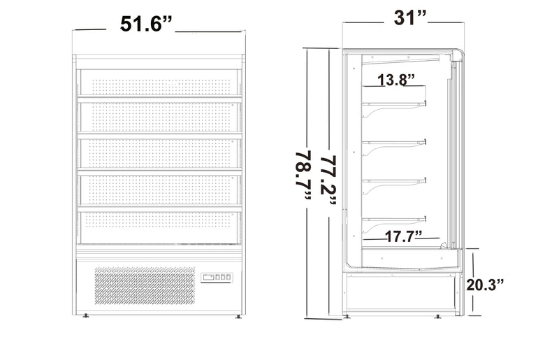 31" Deep Grab & Go Open Display Case, 51.6" Wide Refrigerator