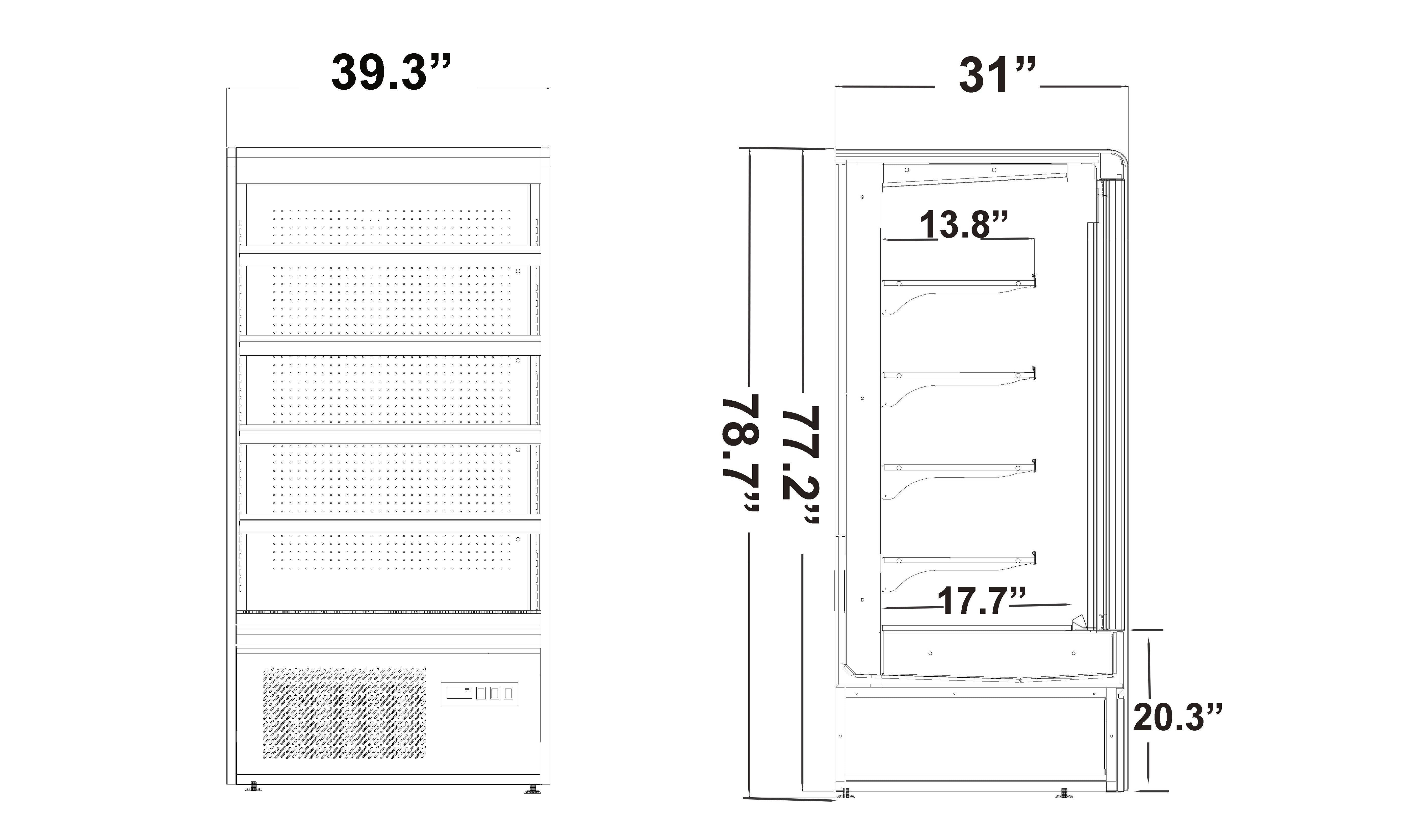 31" Deep Grab & Go Open Display Case, 39.3" Wide Refrigerator - Chefcoca