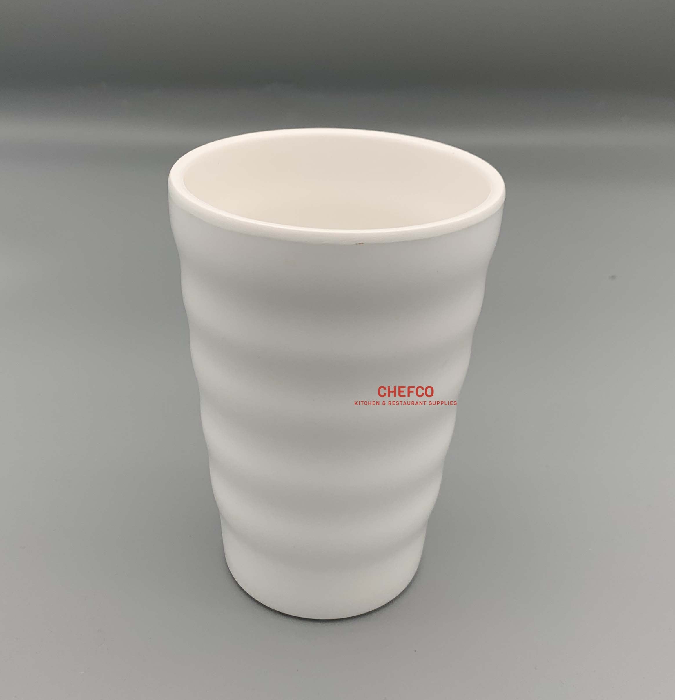 White Melamine Ridges Tumbler (HC6335W) - Chefcoca