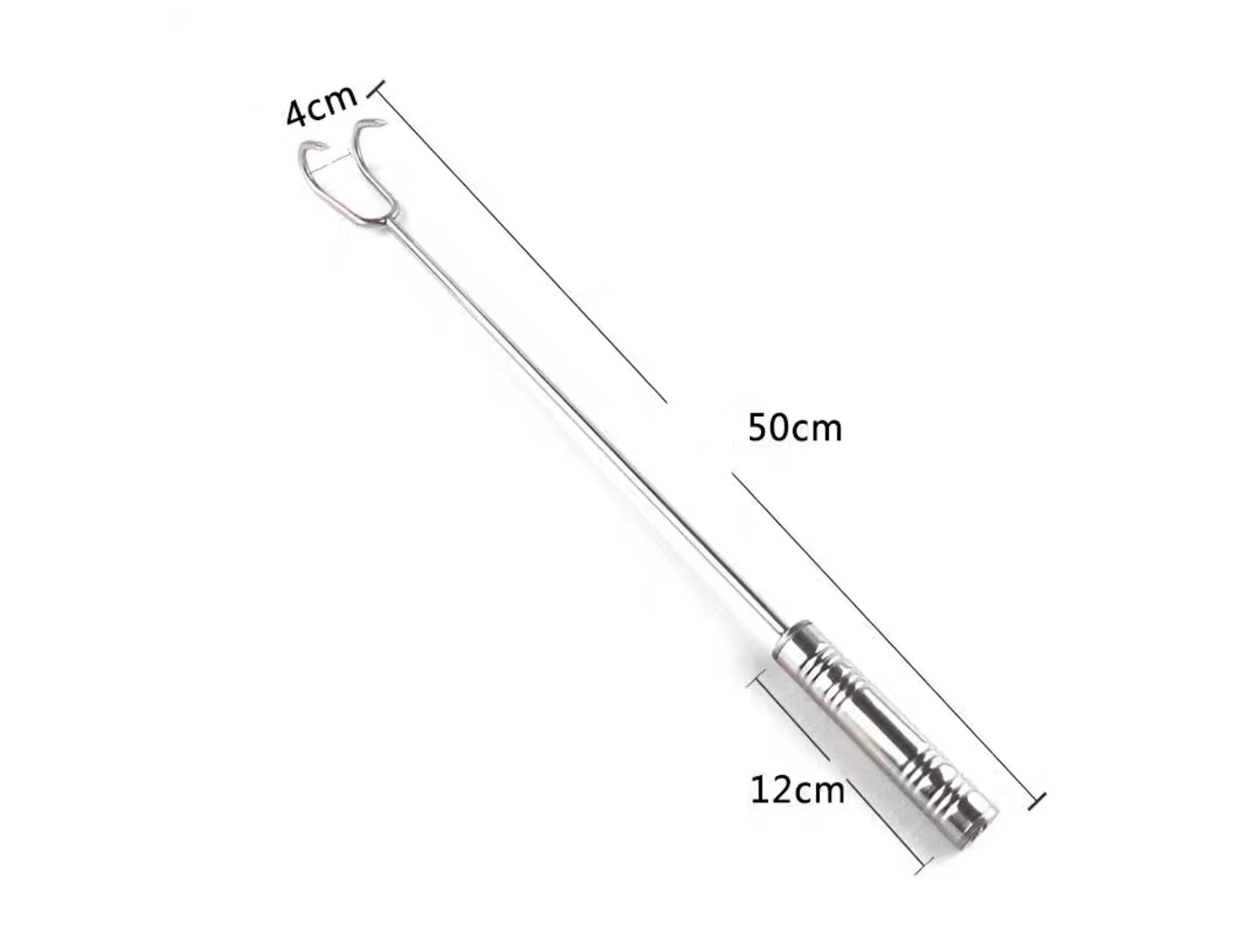 Long 18-22" Barbecue Stainless Steel Hook (Steel or Wooden Handle) - Chefcoca