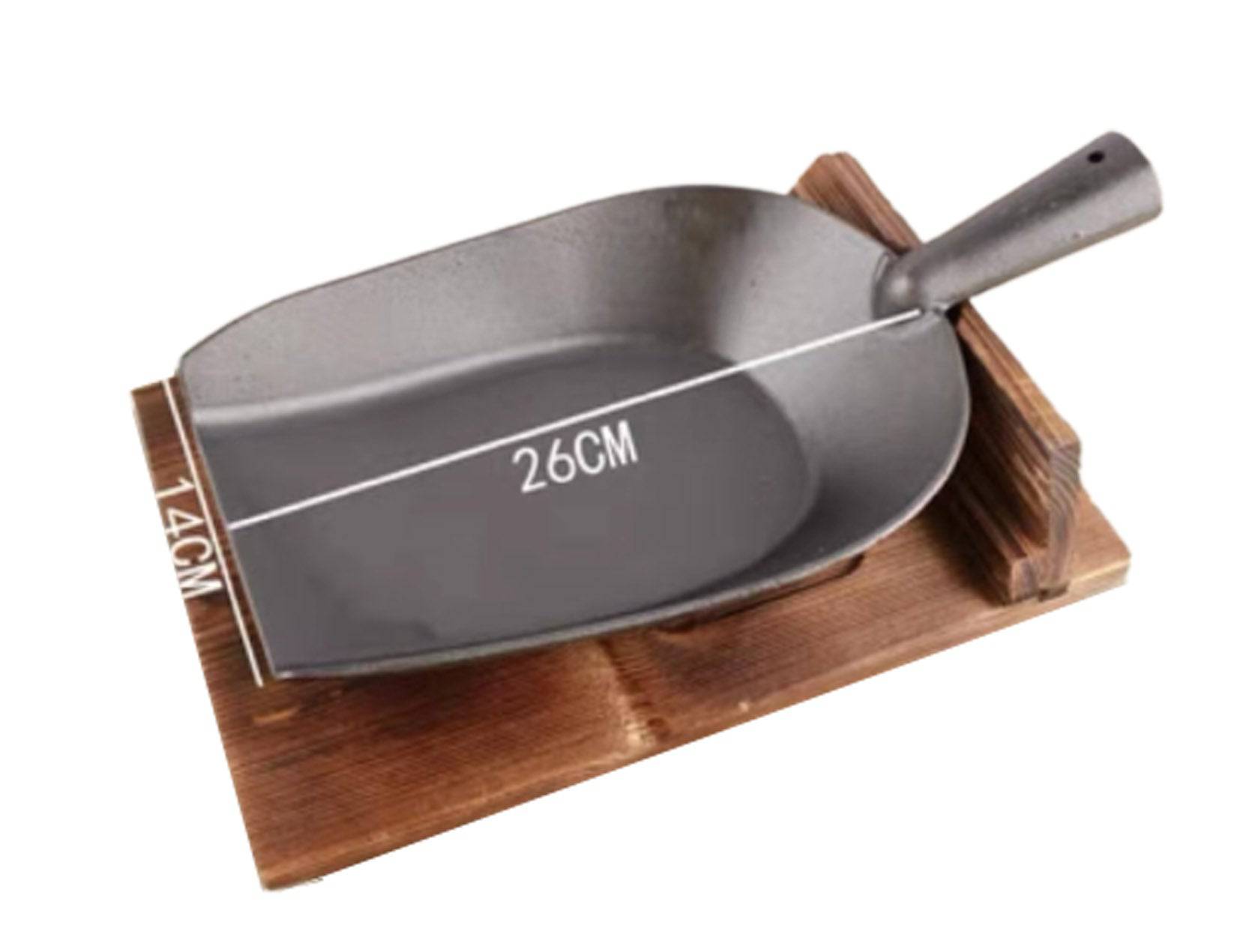 Cast Iron Platter with Wooden Base - Chefcoca