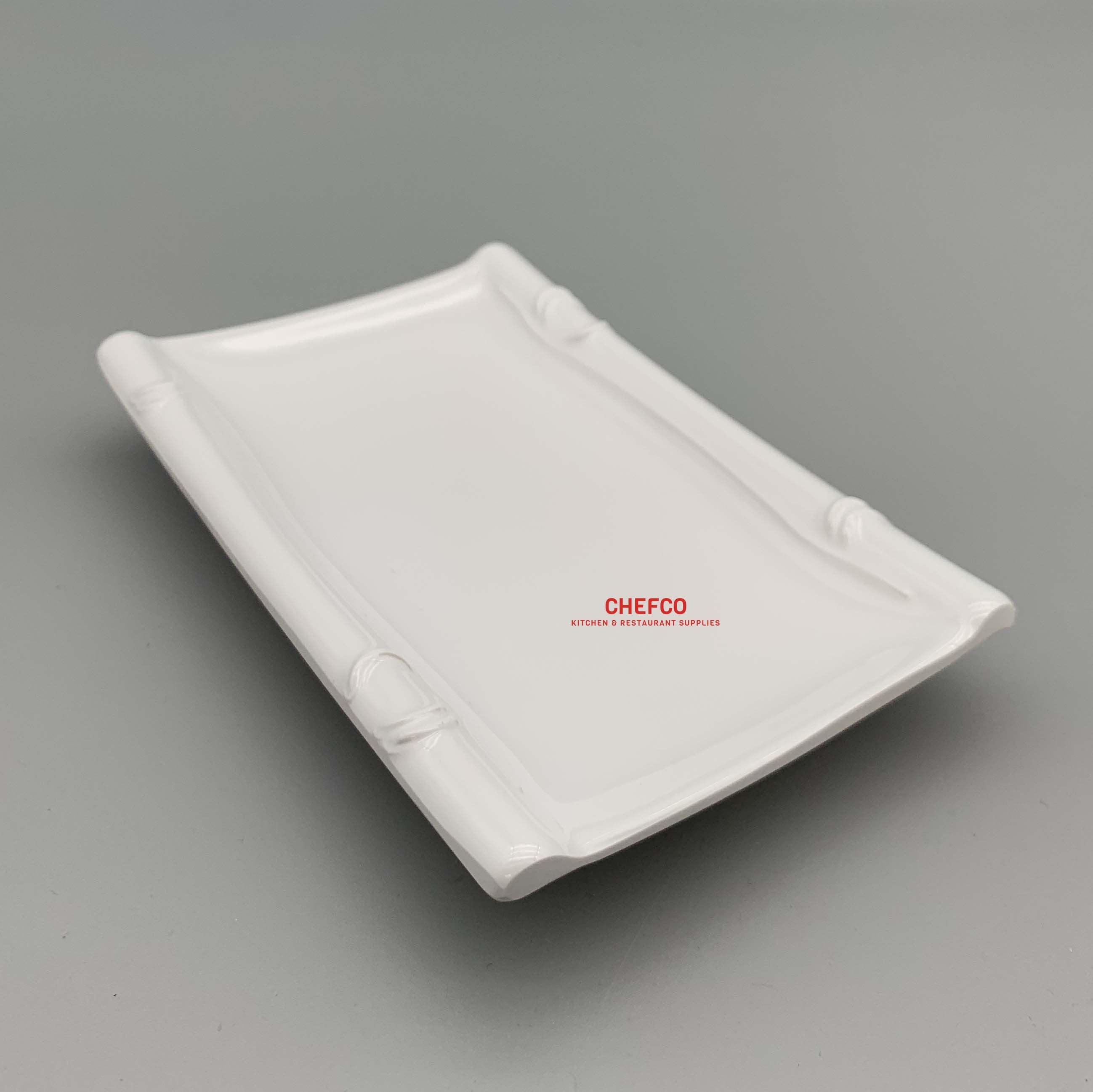 White Bamboo Rim Pattern Melamine Plate (J131) - Chefcoca