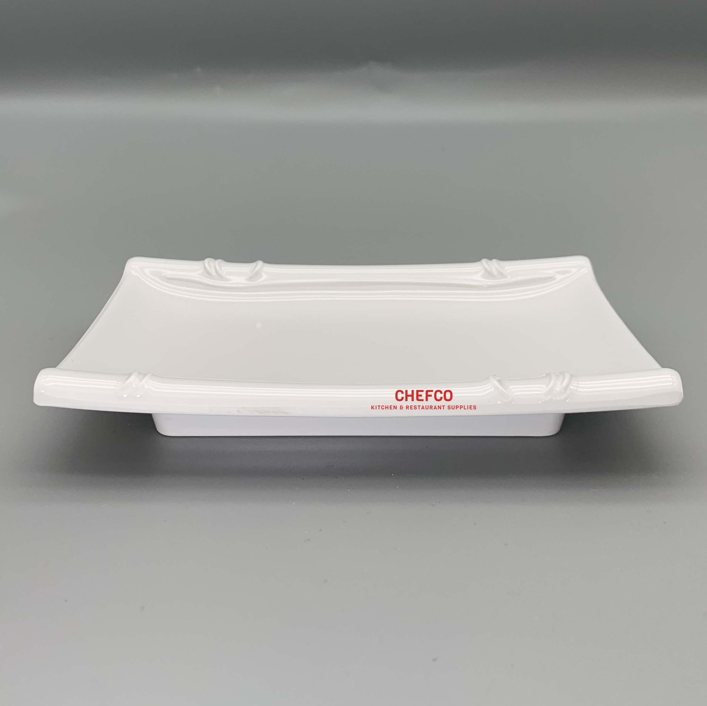 White Bamboo Rim Pattern Melamine Plate (J131) - Chefcoca