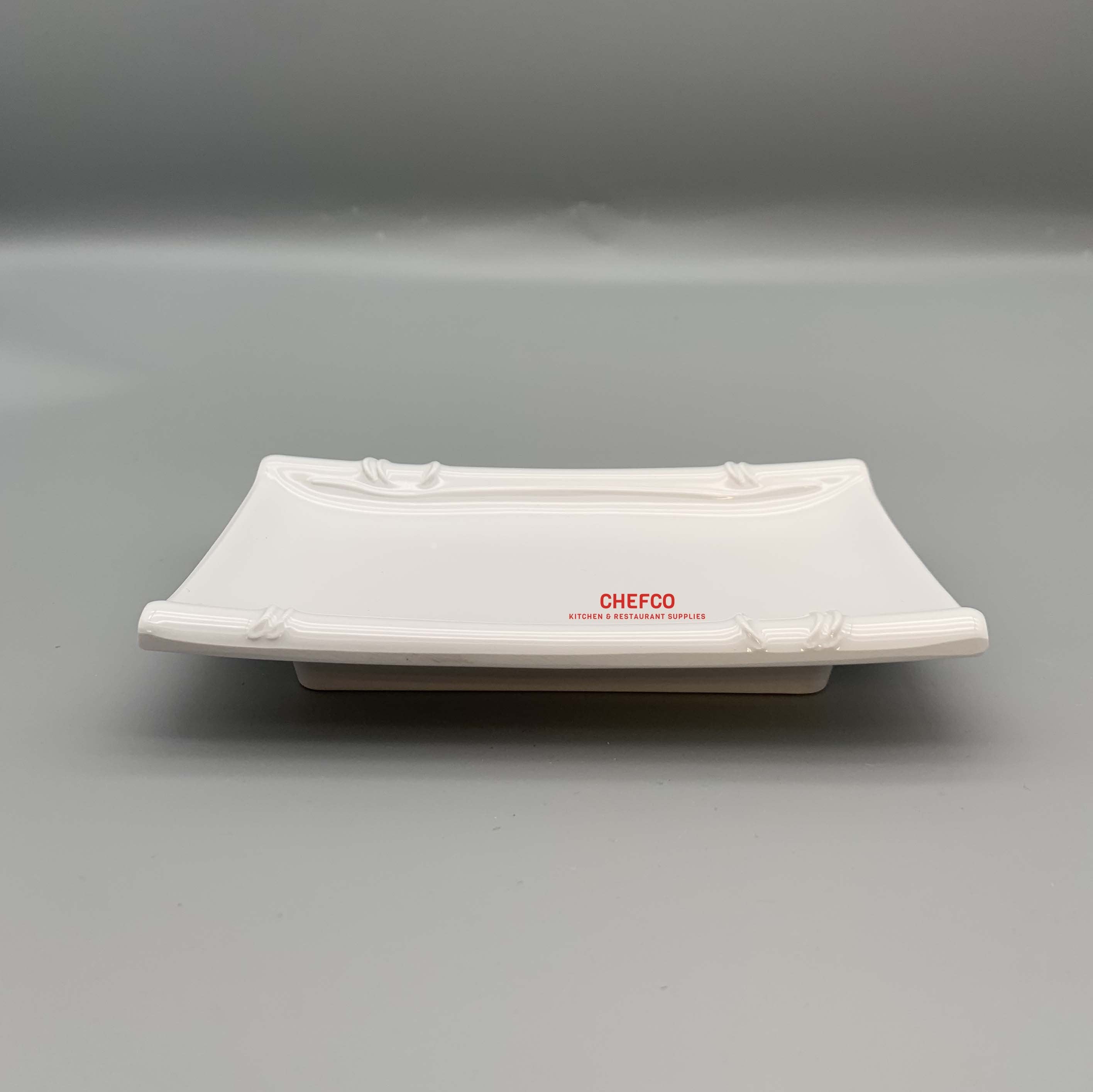 White Bamboo Rim Pattern Melamine Plate (J131) - Chefcoca