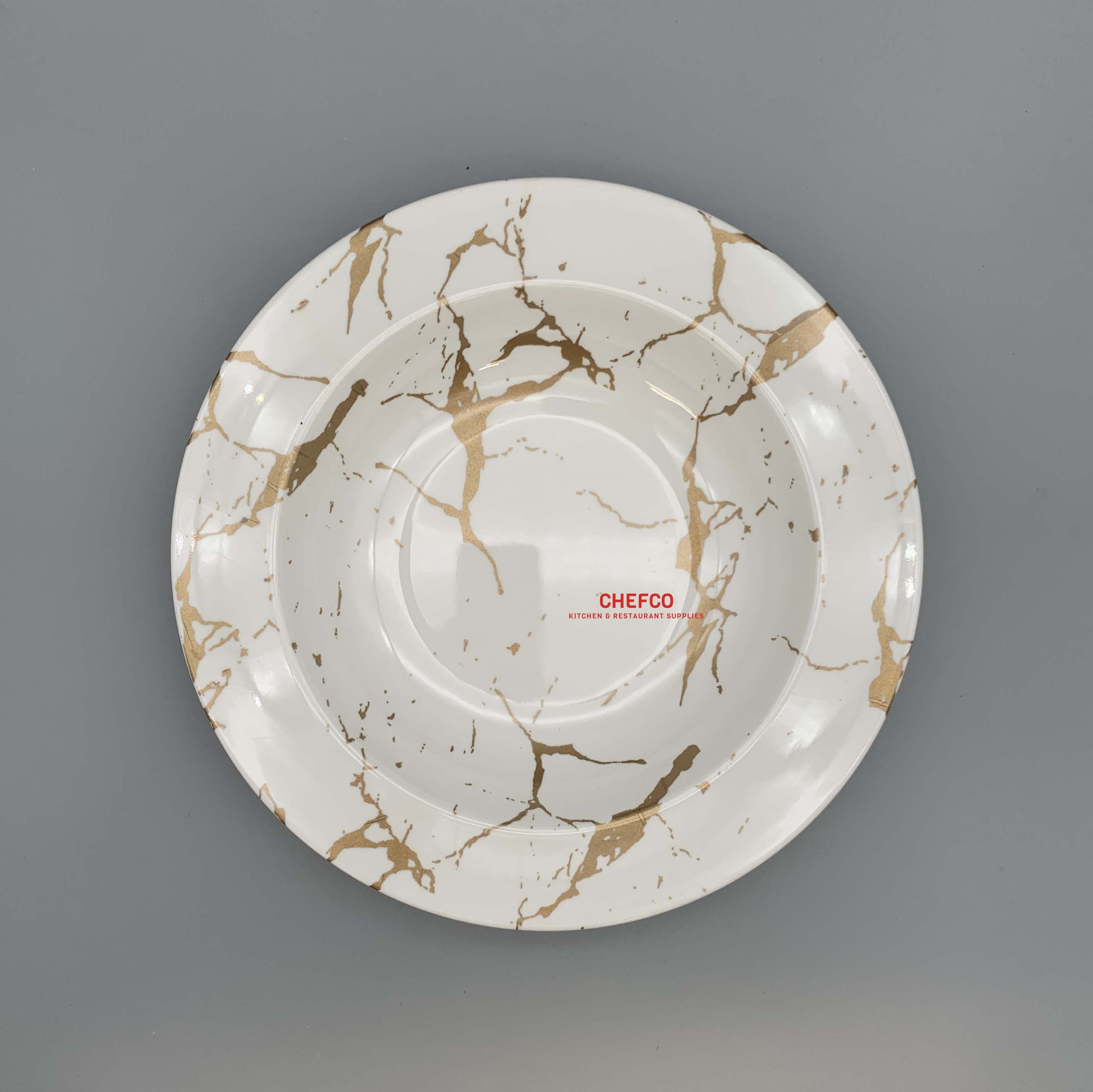 White and Gold Marble Melamine Pasta Plate (J226641-BJ) - Chefcoca