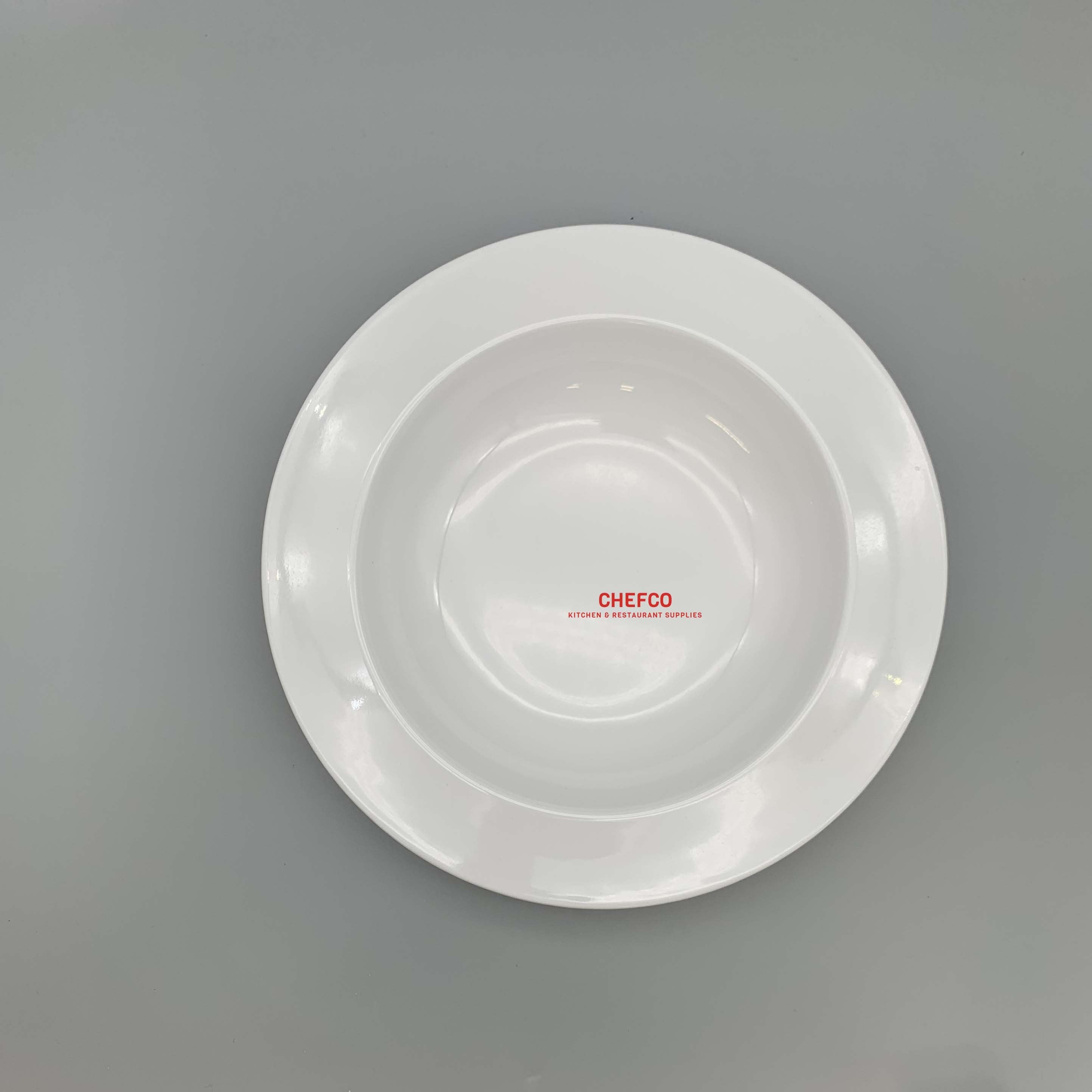 White Flat Rim Melamine Dinner Plate (J226640) - Chefcoca