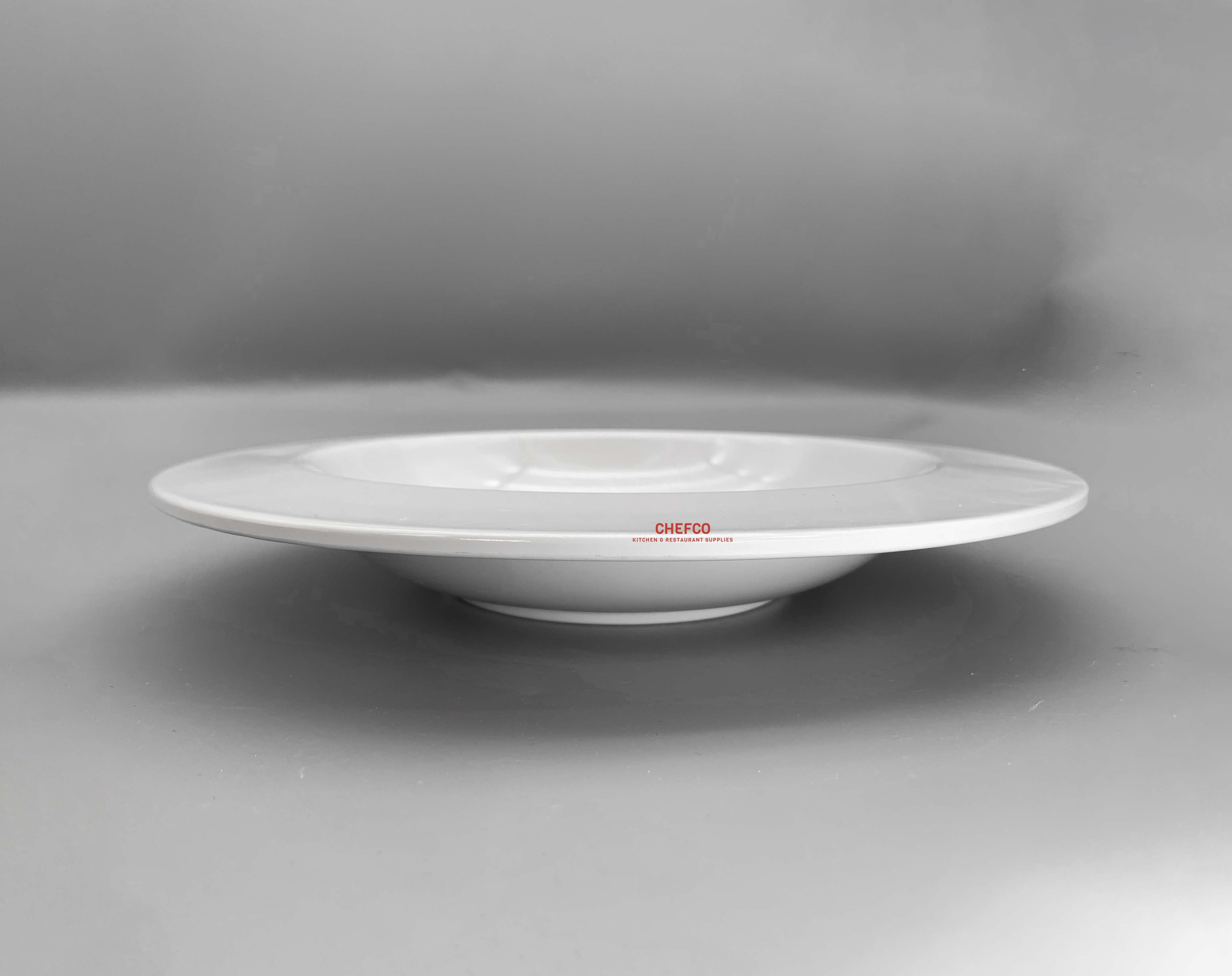 White Flat Rim Melamine Dinner Plate (J226640) - Chefcoca
