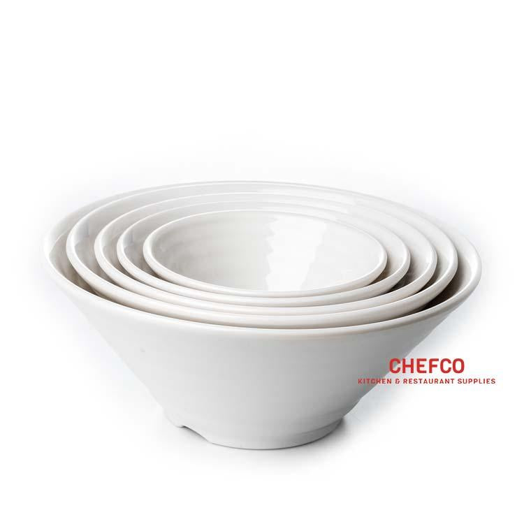 White Minimalistic Lines Noodle Melamine Bowl (J236571-J236573) - Chefcoca