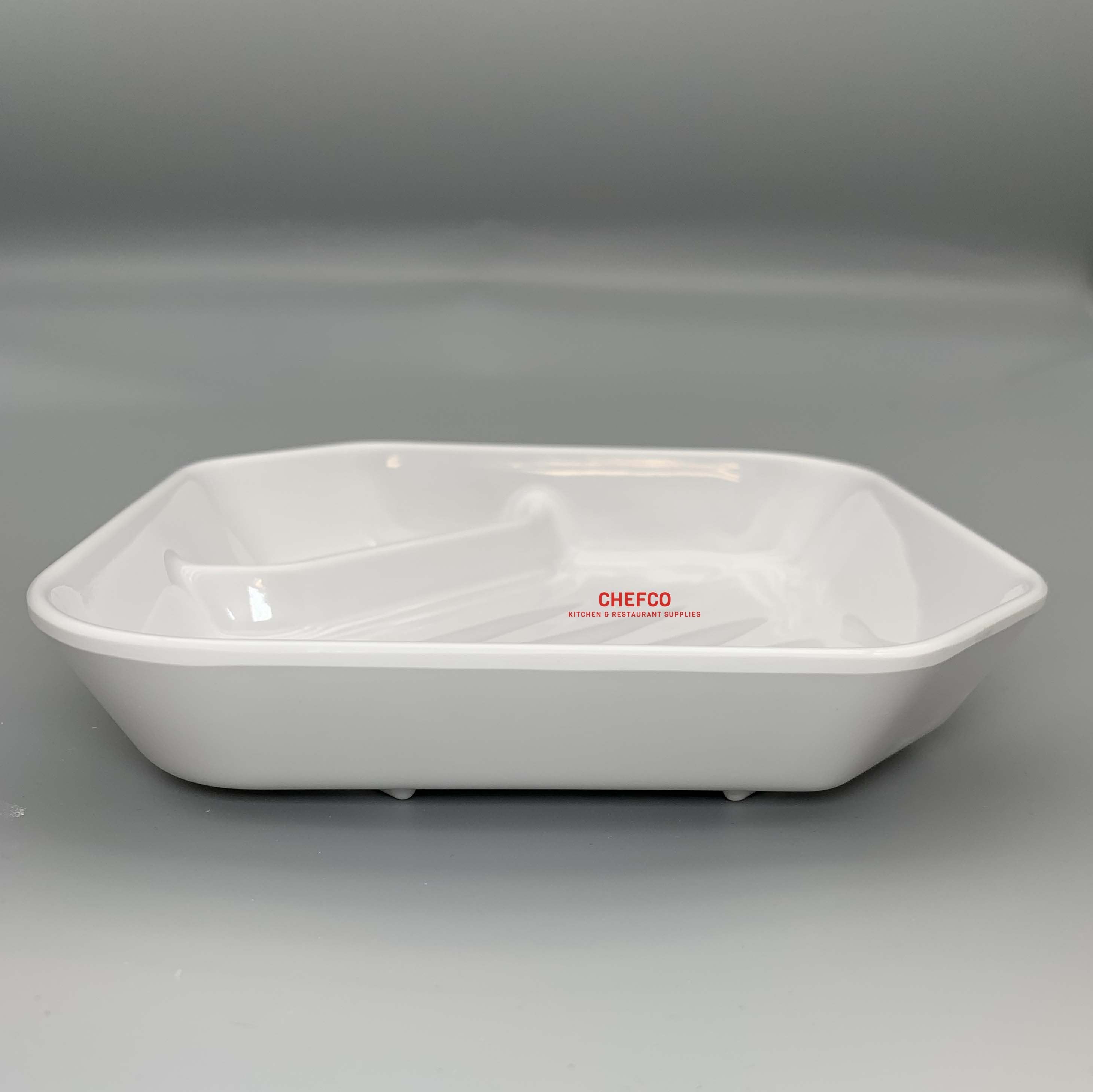 Square Melamine Plate with Sauce Compartment (J428970) - Chefcoca