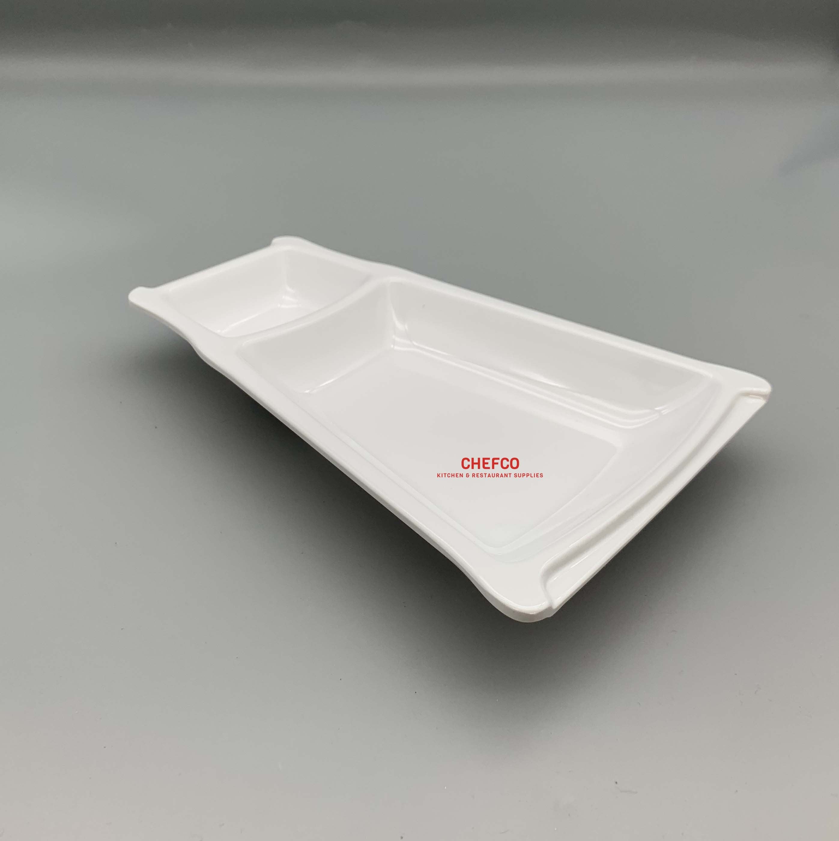Appetizer Melamine Plate with Sauce Compartment (J528710) - Chefcoca