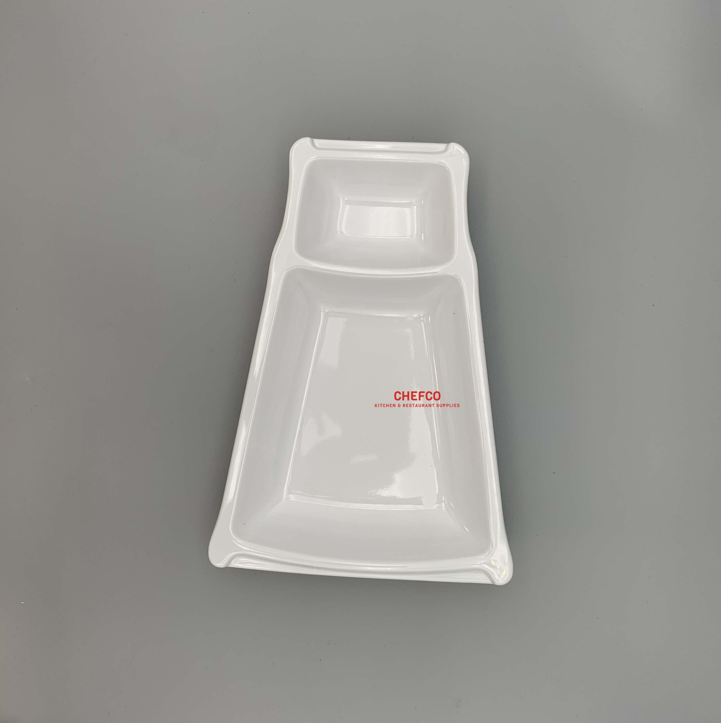 Appetizer Melamine Plate with Sauce Compartment (J528710) - Chefcoca