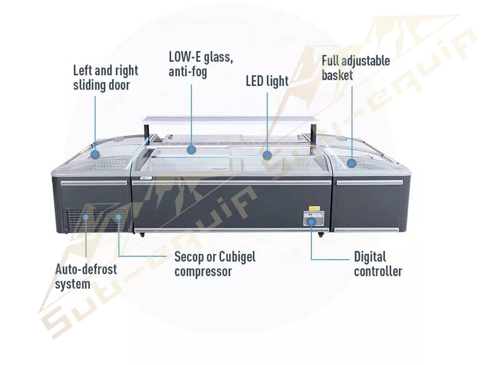 75.5" (685L) Combined Supermarket Jumbo Freezer - Chefcoca